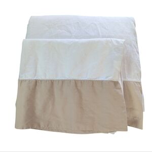 BOLL & BRANCH Colorblock Organic Cotton Sheet Set White Oak Tan Cal King